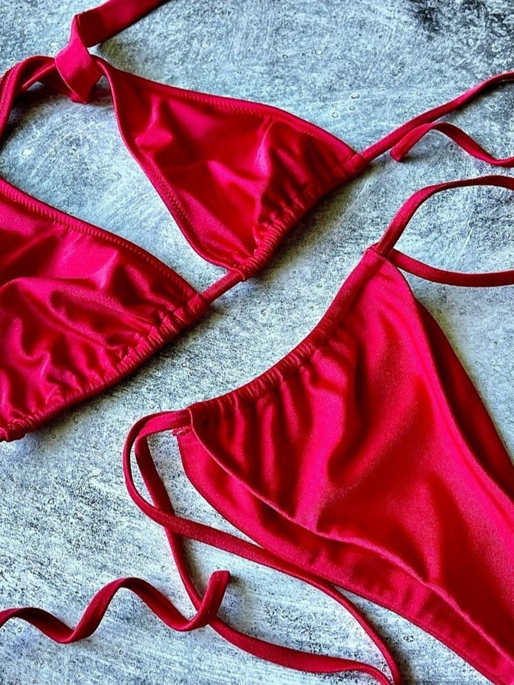 Red Tie String Bikini Set  New
